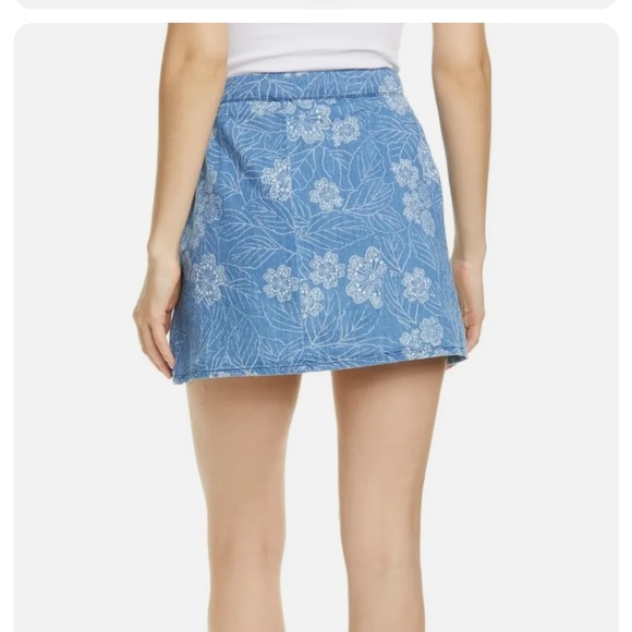 Free People Denim Floral Wrap Skirt - Picture 2 of 5